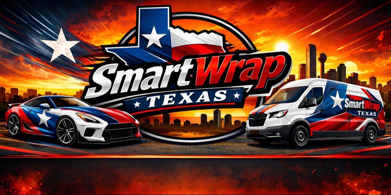 SmartWrap Texas wrapped sports car and service van